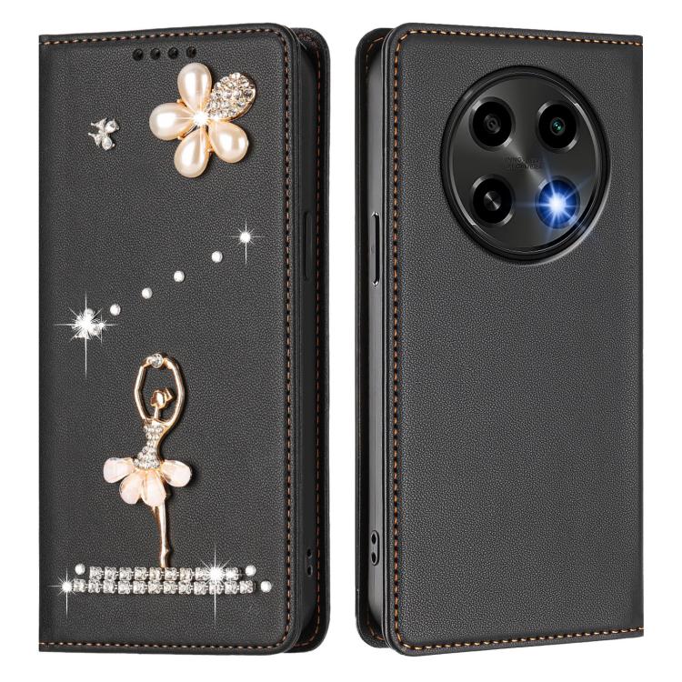For OPPO A2 Pro 5G / F27 Pro 5G Ballet Girl Diamond Studded RFID Vegan Leather Phone Case