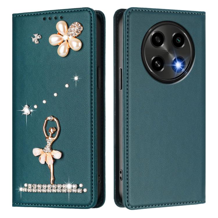 For OPPO A2 Pro 5G / F27 Pro 5G Ballet Girl Diamond Studded RFID Vegan Leather Phone Case