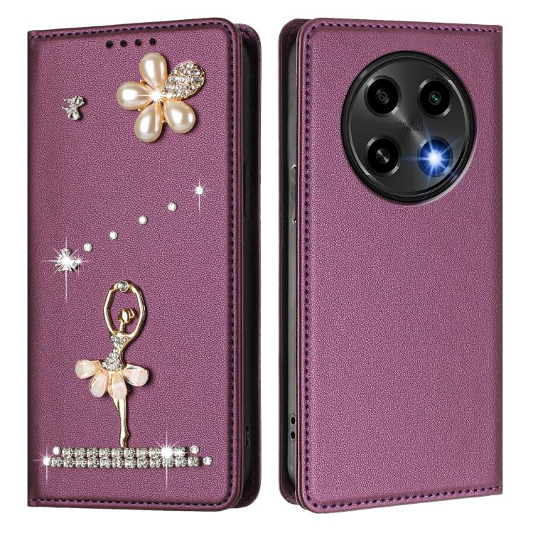 For OPPO A2 Pro 5G / F27 Pro 5G Ballet Girl Diamond Studded RFID Vegan Leather Phone Case