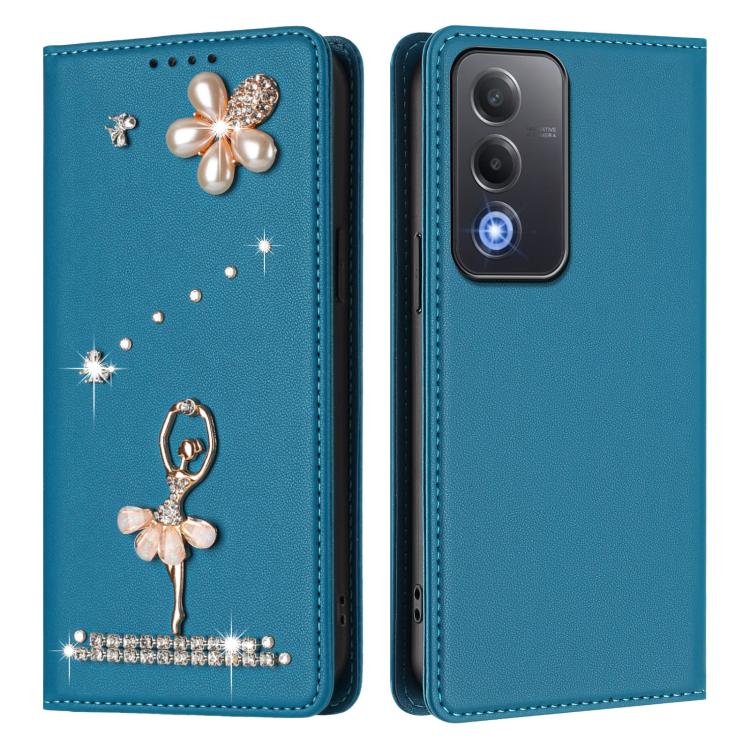 For OPPO A5 5G Global / A3 Pro 5G Ballet Girl Diamond Studded RFID Vegan Leather Phone Case