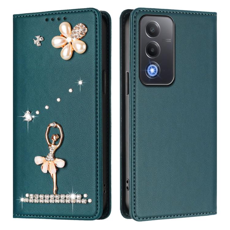For OPPO A5 5G Global / A3 Pro 5G Ballet Girl Diamond Studded RFID Vegan Leather Phone Case