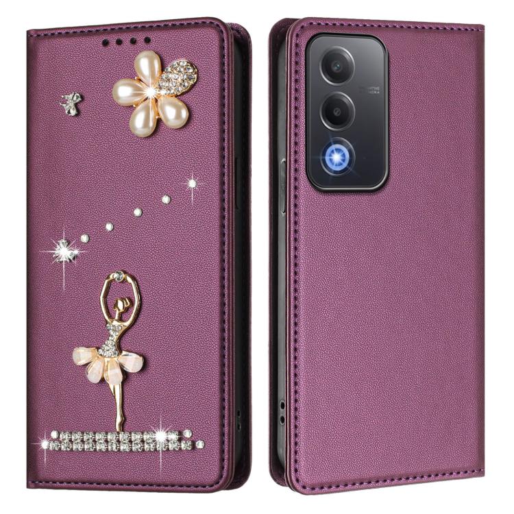 For OPPO A5 5G Global / A3 Pro 5G Ballet Girl Diamond Studded RFID Vegan Leather Phone Case