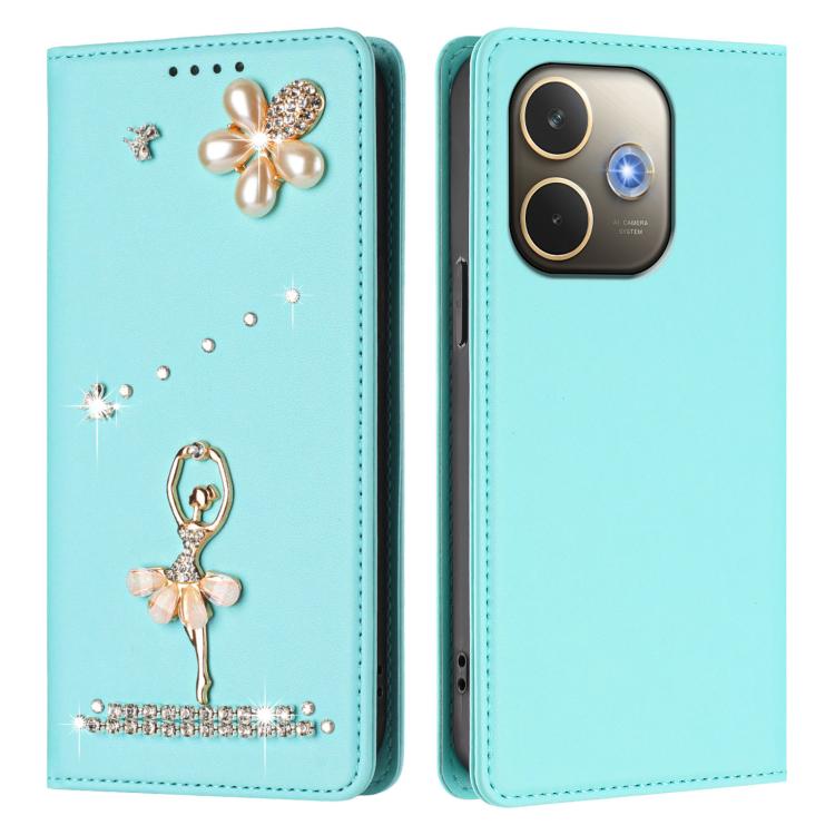 For OPPO A5 Pro 4G / 5G Global Ballet Girl Diamond Studded RFID Vegan Leather Phone Case