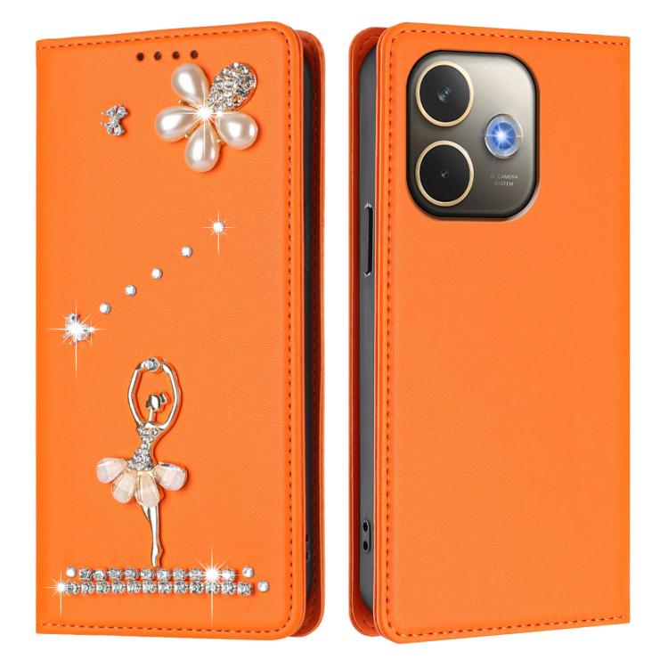 For OPPO A5 Pro 4G / 5G Global Ballet Girl Diamond Studded RFID Vegan Leather Phone Case