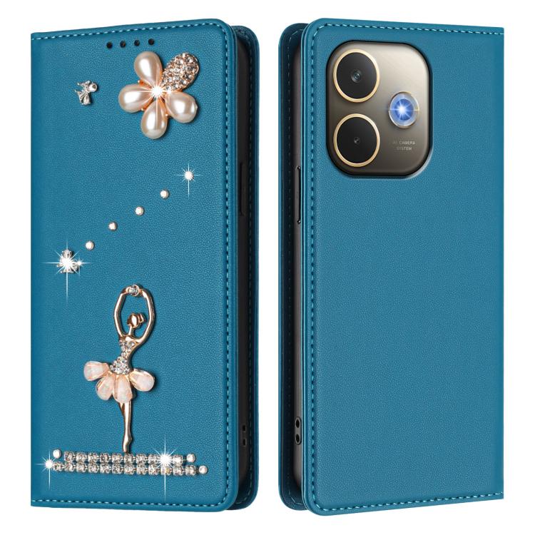 For OPPO A5 Pro 4G / 5G Global Ballet Girl Diamond Studded RFID Vegan Leather Phone Case