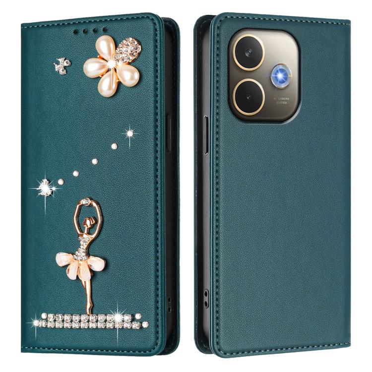For OPPO A5 Pro 4G / 5G Global Ballet Girl Diamond Studded RFID Vegan Leather Phone Case