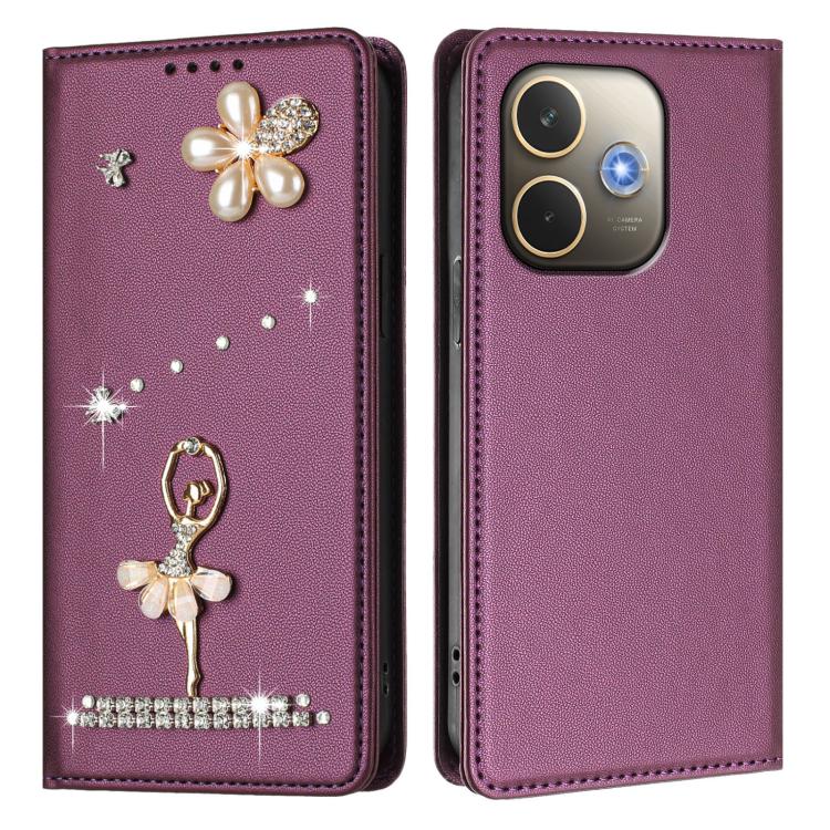 For OPPO A5 Pro 4G / 5G Global Ballet Girl Diamond Studded RFID Vegan Leather Phone Case