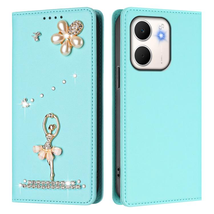 For OPPO A5x 4G / 5G Global Ballet Girl Diamond Studded RFID Vegan Leather Phone Case