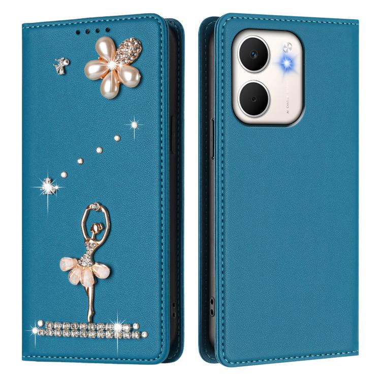 For OPPO A5x 4G / 5G Global Ballet Girl Diamond Studded RFID Vegan Leather Phone Case