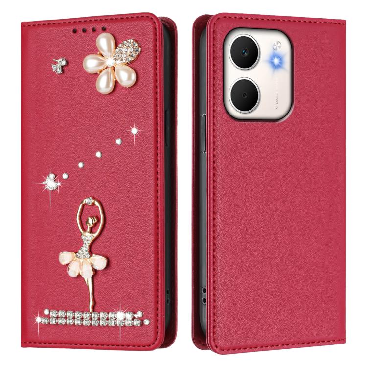 For OPPO A5x 4G / 5G Global Ballet Girl Diamond Studded RFID Vegan Leather Phone Case