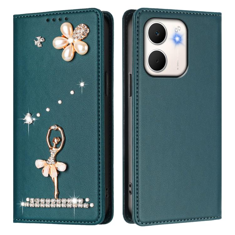 For OPPO A5x 4G / 5G Global Ballet Girl Diamond Studded RFID Vegan Leather Phone Case