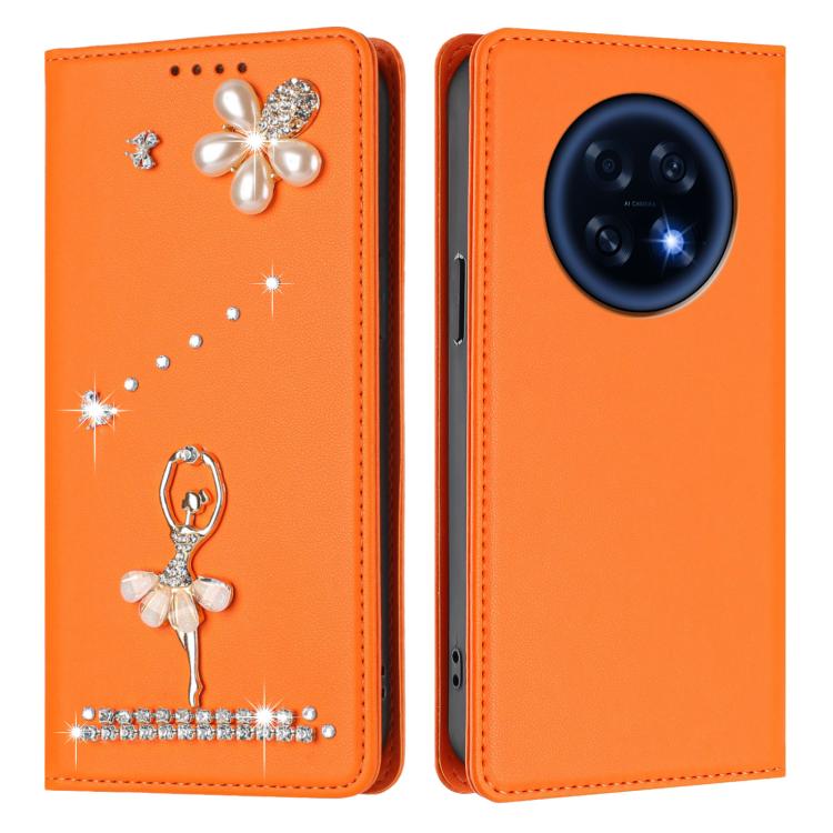 For OPPO A6 GT 5G / F31 Pro+ Ballet Girl Diamond Studded RFID Vegan Leather Phone Case