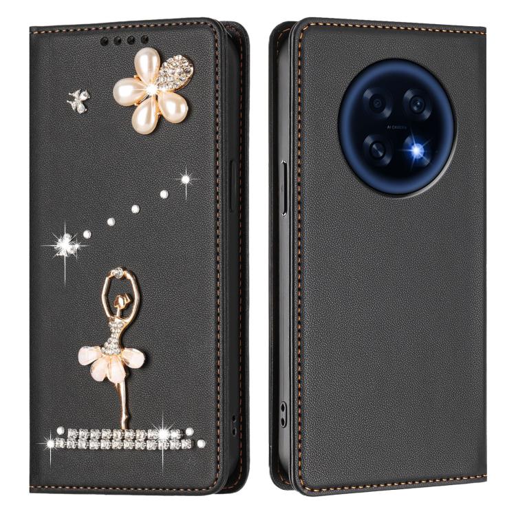 For OPPO A6 GT 5G / F31 Pro+ Ballet Girl Diamond Studded RFID Vegan Leather Phone Case