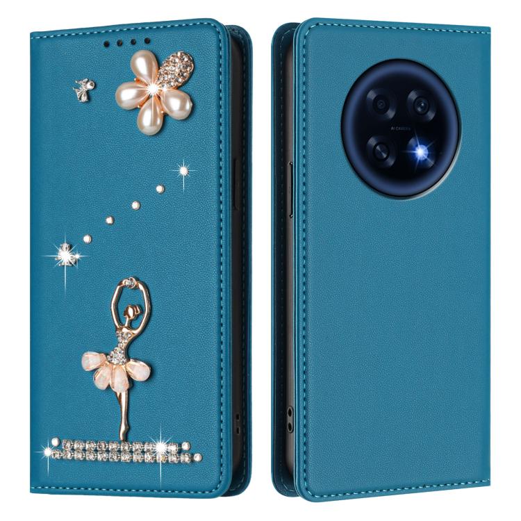 For OPPO A6 GT 5G / F31 Pro+ Ballet Girl Diamond Studded RFID Vegan Leather Phone Case