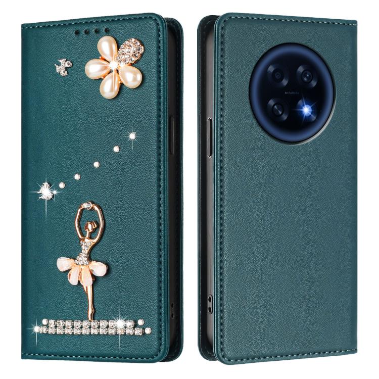 For OPPO A6 GT 5G / F31 Pro+ Ballet Girl Diamond Studded RFID Vegan Leather Phone Case