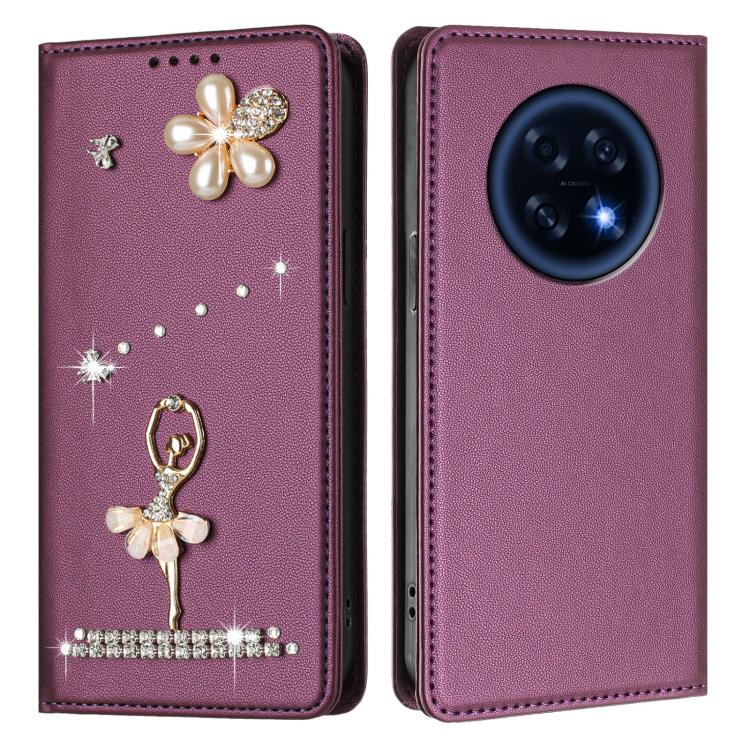 For OPPO A6 GT 5G / F31 Pro+ Ballet Girl Diamond Studded RFID Vegan Leather Phone Case