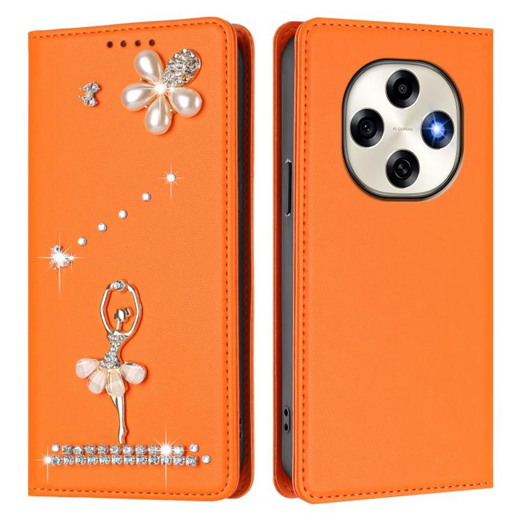 For OPPO F31 Pro 5G Ballet Girl Diamond Studded RFID Vegan Leather Phone Case