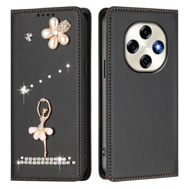 For OPPO F31 Pro 5G Ballet Girl Diamond Studded RFID Vegan Leather Phone Case