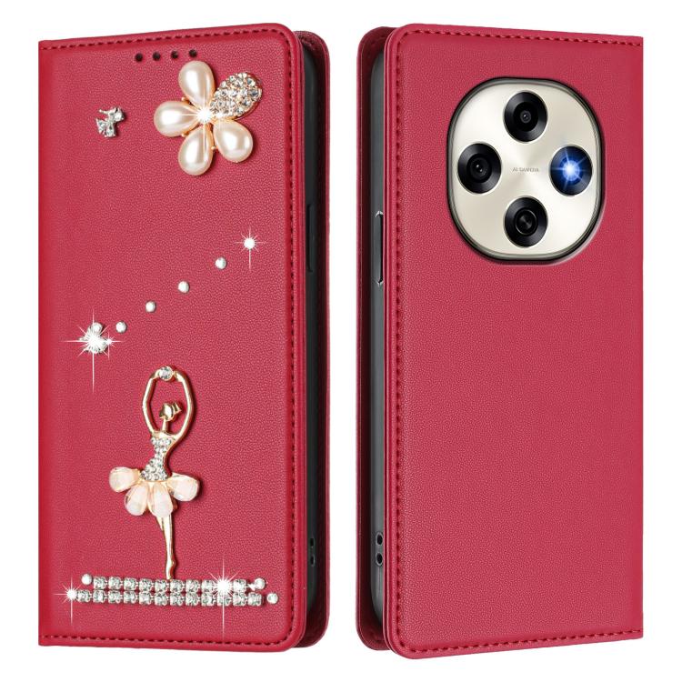 For OPPO F31 Pro 5G Ballet Girl Diamond Studded RFID Vegan Leather Phone Case