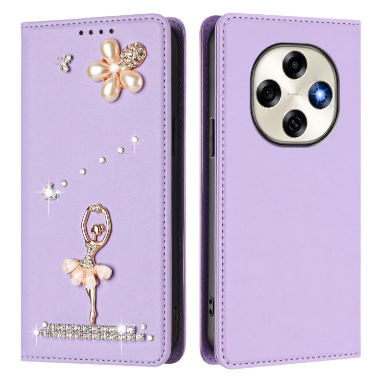 For OPPO F31 Pro 5G Ballet Girl Diamond Studded RFID Vegan Leather Phone Case