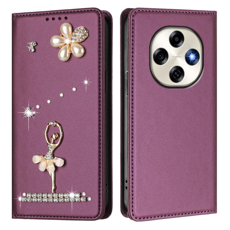 For OPPO F31 Pro 5G Ballet Girl Diamond Studded RFID Vegan Leather Phone Case