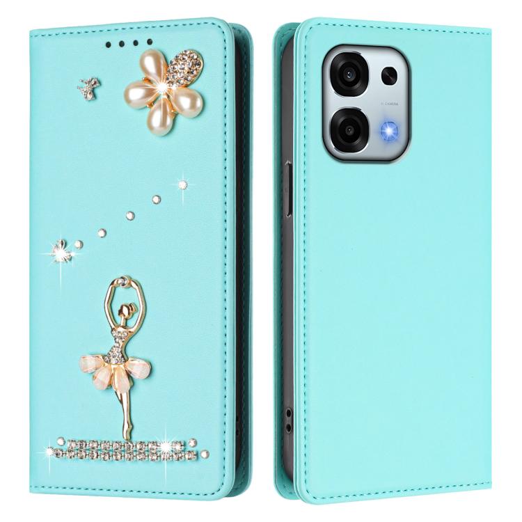 For OPPO A6 Pro 5G Global / A6 Pro 4G Ballet Girl Diamond Studded RFID Vegan Leather Phone Case