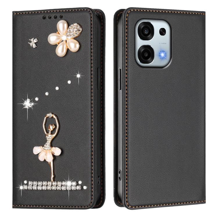 For OPPO A6 Pro 5G Global / A6 Pro 4G Ballet Girl Diamond Studded RFID Vegan Leather Phone Case