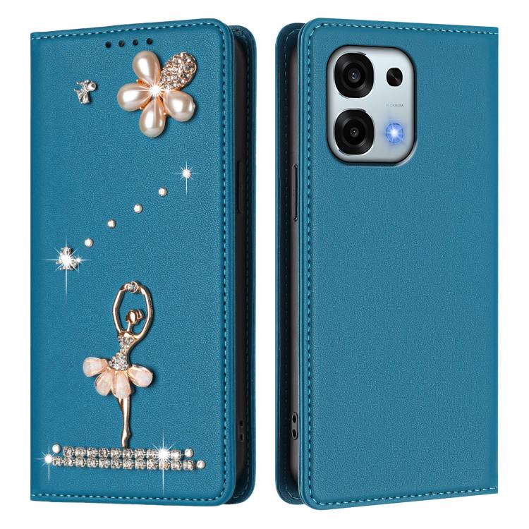 For OPPO A6 Pro 5G Global / A6 Pro 4G Ballet Girl Diamond Studded RFID Vegan Leather Phone Case