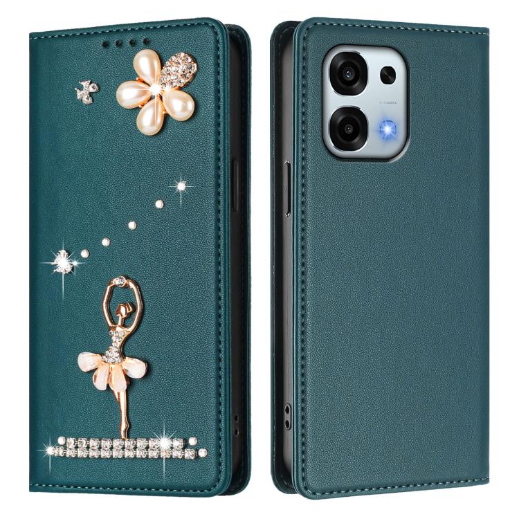 For OPPO A6 Pro 5G Global / A6 Pro 4G Ballet Girl Diamond Studded RFID Vegan Leather Phone Case