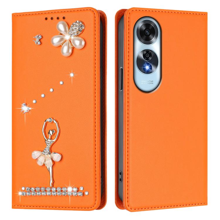 For OPPO A60 4G Global Ballet Girl Diamond Studded RFID Vegan Leather Phone Case