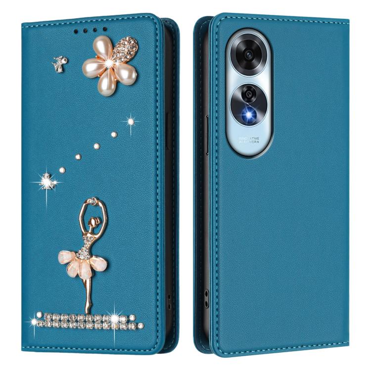For OPPO A60 4G Global Ballet Girl Diamond Studded RFID Vegan Leather Phone Case