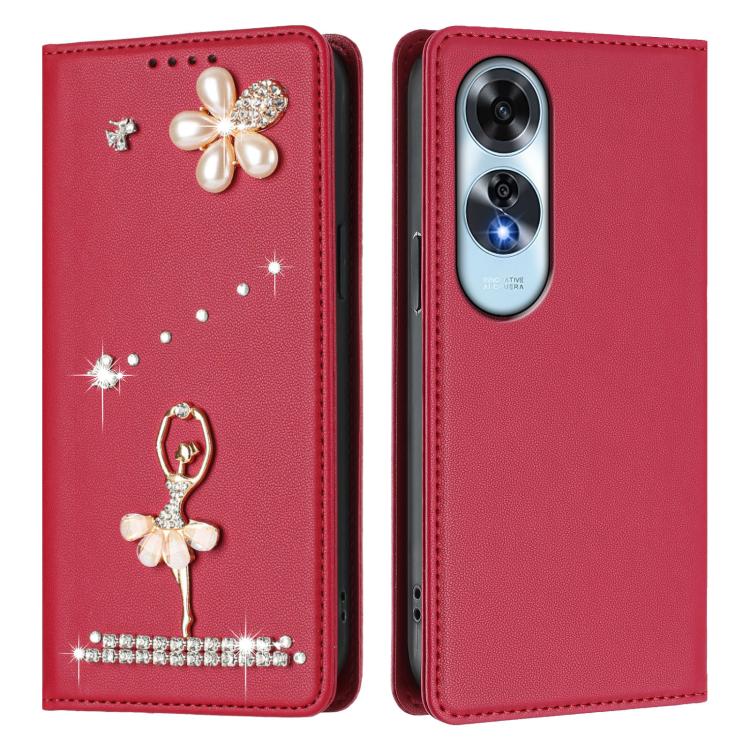 For OPPO A60 4G Global Ballet Girl Diamond Studded RFID Vegan Leather Phone Case