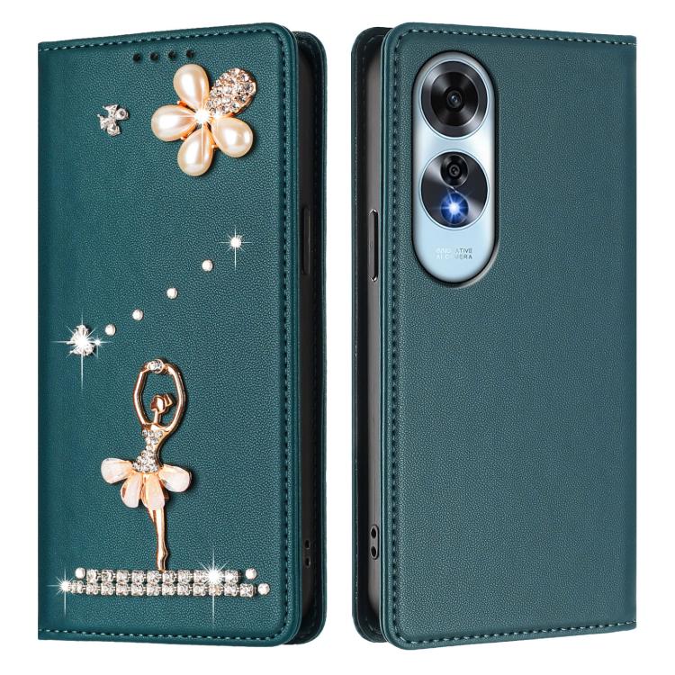 For OPPO A60 4G Global Ballet Girl Diamond Studded RFID Vegan Leather Phone Case