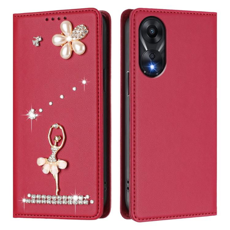 For OPPO A78 4G Global Ballet Girl Diamond Studded RFID Vegan Leather Phone Case