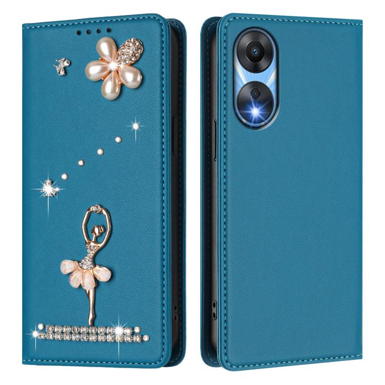 For OPPO A78 5G / A1x 5G Ballet Girl Diamond Studded RFID Vegan Leather Phone Case