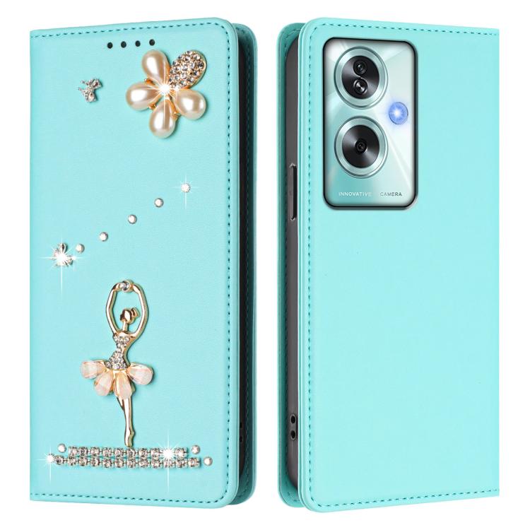 For OPPO A79 5G Global Ballet Girl Diamond Studded RFID Vegan Leather Phone Case