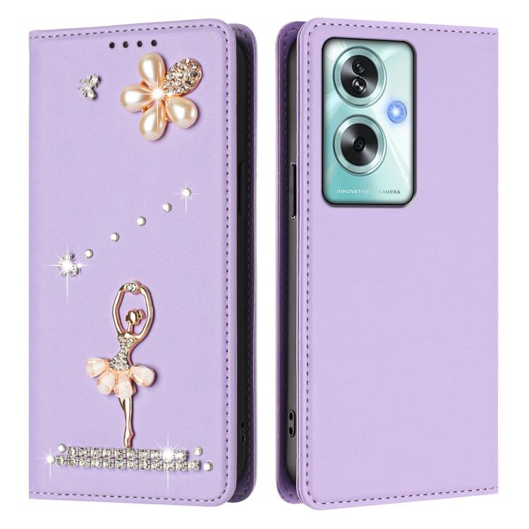 For OPPO A79 5G Global Ballet Girl Diamond Studded RFID Vegan Leather Phone Case