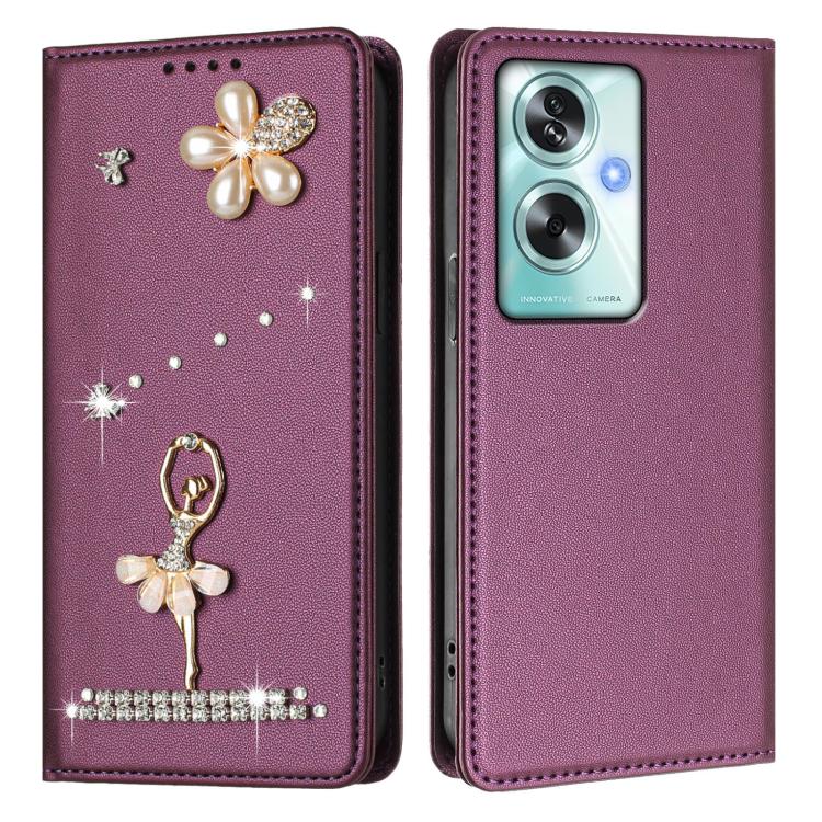 For OPPO A79 5G Global Ballet Girl Diamond Studded RFID Vegan Leather Phone Case