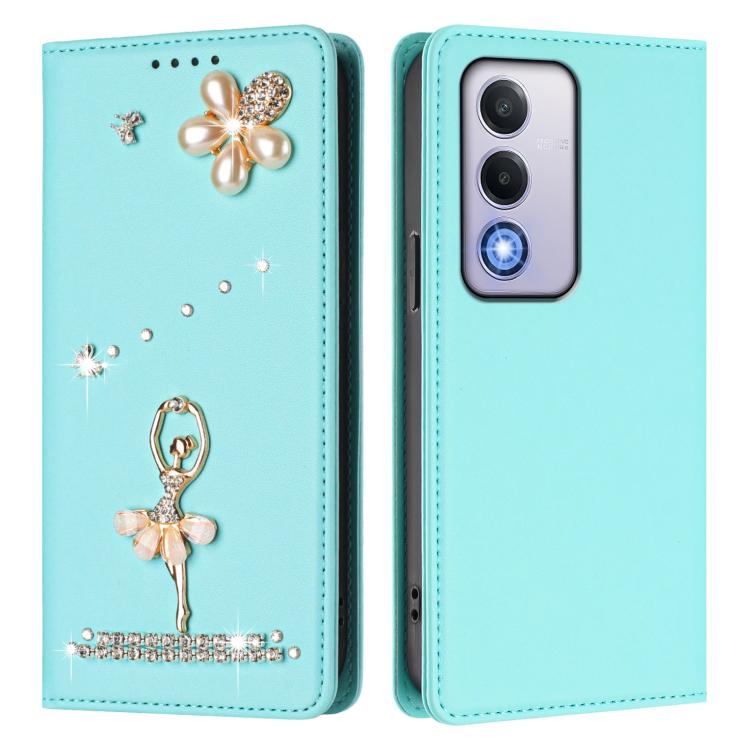 For OPPO A80 5G EU / K12x 5G Global Ballet Girl Diamond Studded RFID Vegan Leather Phone Case