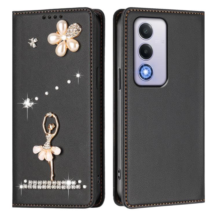 For OPPO A80 5G EU / K12x 5G Global Ballet Girl Diamond Studded RFID Vegan Leather Phone Case