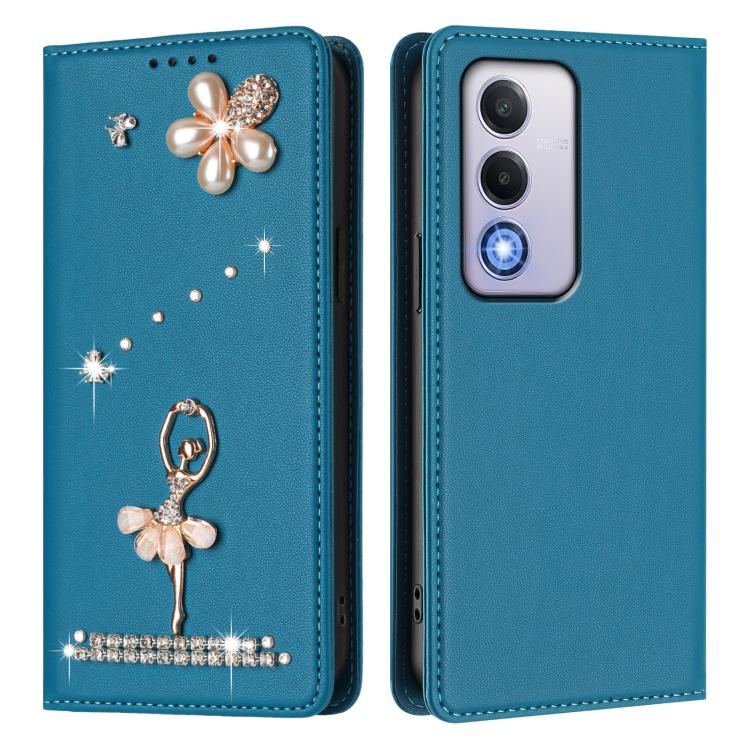 For OPPO A80 5G EU / K12x 5G Global Ballet Girl Diamond Studded RFID Vegan Leather Phone Case