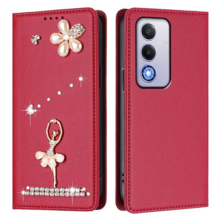 For OPPO A80 5G EU / K12x 5G Global Ballet Girl Diamond Studded RFID Vegan Leather Phone Case