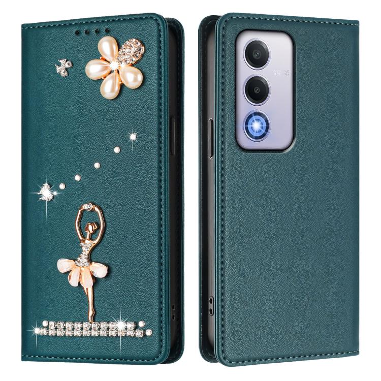 For OPPO A80 5G EU / K12x 5G Global Ballet Girl Diamond Studded RFID Vegan Leather Phone Case