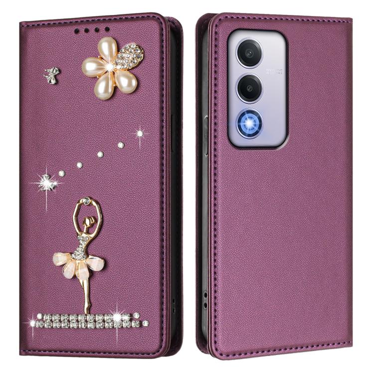 For OPPO A80 5G EU / K12x 5G Global Ballet Girl Diamond Studded RFID Vegan Leather Phone Case