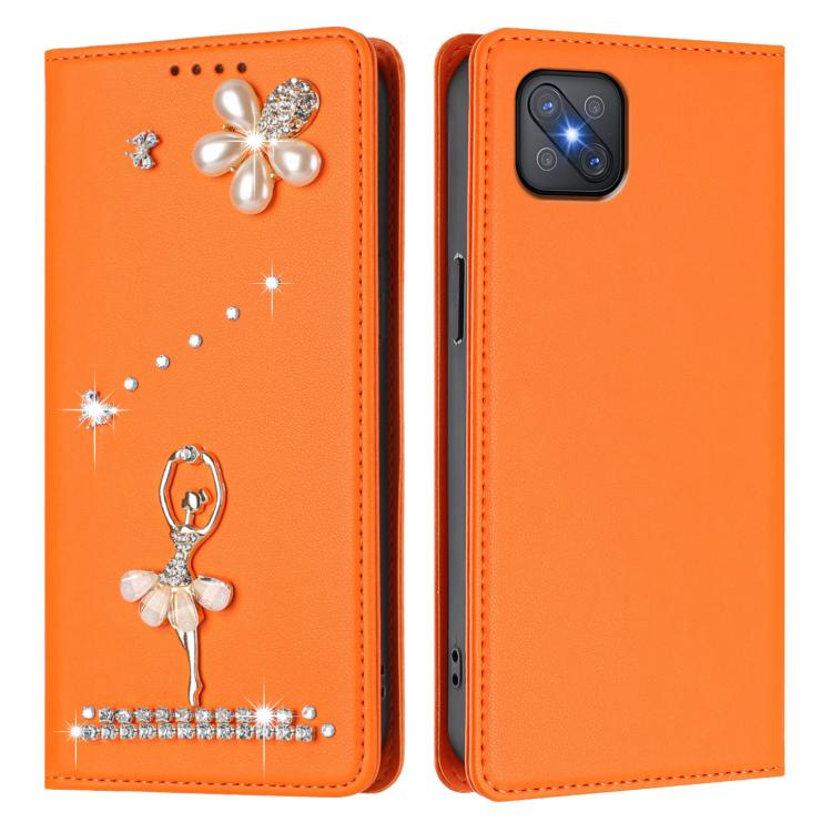 For OPPO A92s 5G Ballet Girl Diamond Studded RFID Vegan Leather Phone Case