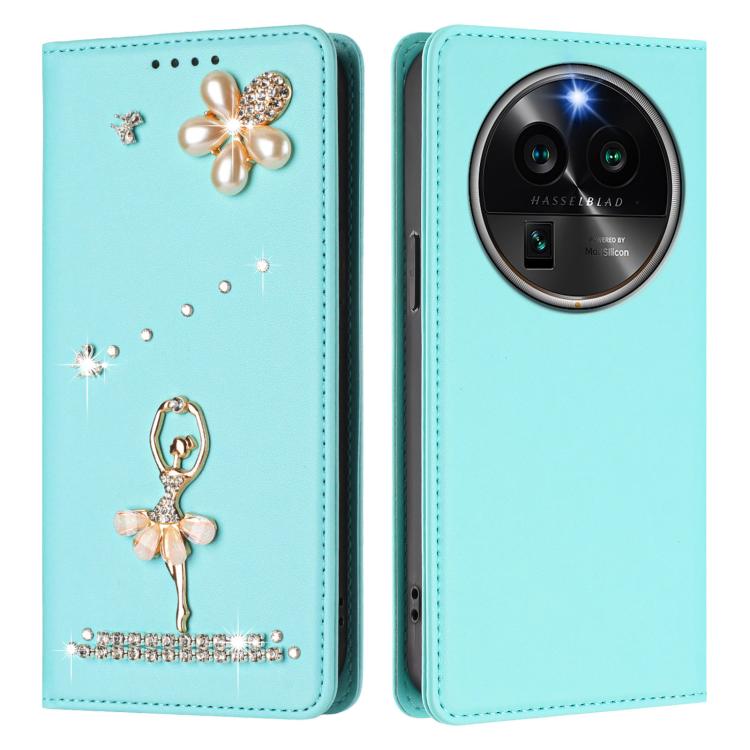 For OPPO Find X6 Pro 5G Global Ballet Girl Diamond Studded RFID Vegan Leather Phone Case
