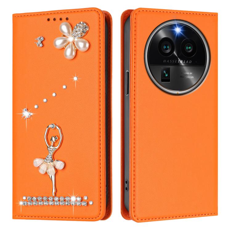 For OPPO Find X6 Pro 5G Global Ballet Girl Diamond Studded RFID Vegan Leather Phone Case