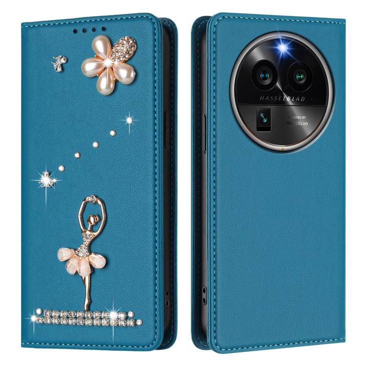 For OPPO Find X6 Pro 5G Global Ballet Girl Diamond Studded RFID Vegan Leather Phone Case