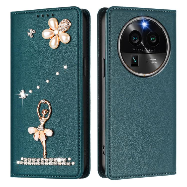 For OPPO Find X6 Pro 5G Global Ballet Girl Diamond Studded RFID Vegan Leather Phone Case