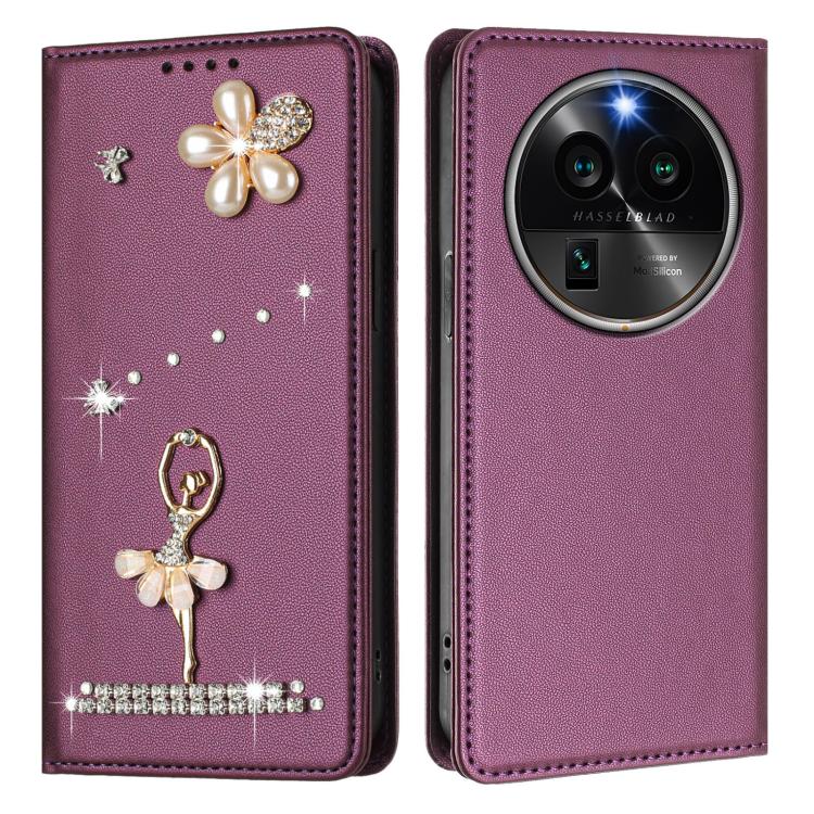 For OPPO Find X6 Pro 5G Global Ballet Girl Diamond Studded RFID Vegan Leather Phone Case